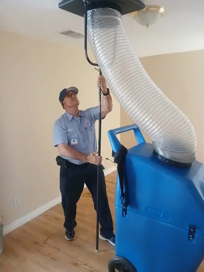 Mini Split Installation technician using HEPA equipment in Shreveport